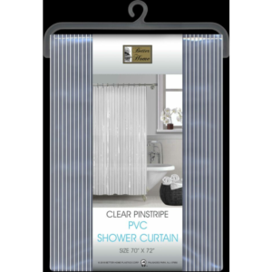 SHOWER CURTAIN – ASSTD SOLIDS ” PINSTRIPE”