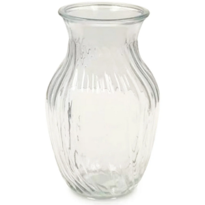 CLEAR GLASS VASE 8″ 4.9″ x 4.9″ x 8″